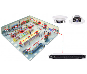 Акустическая система для магазина 16 потолочных динамиков BOSCH